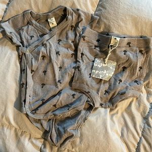 Mushroom wrap pointelle bodysuit and bloomers